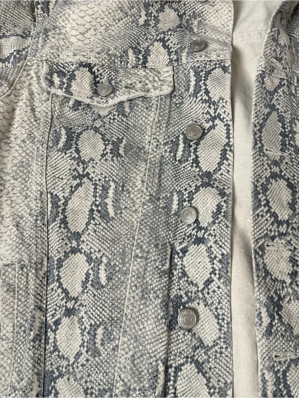 Free People Neutral Snake-Print Denim Jacket - Picture 3 of 11